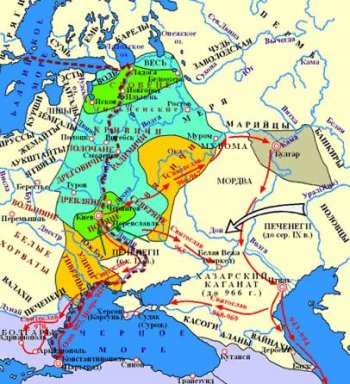 Изображённые на этой карте походы Святослава – не более чем одно из предположений.